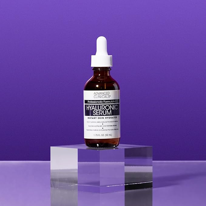 Advanced Clinicals Hyaluronic Acid Serum For Face | Moisturizing Facial Skin Care Products | Hydrating Serum For Face Helps Improve Look Of Wrinkles, Fine Lines, & Uneven Dry Skin Texture, 2-Pack-GlimoraGlow