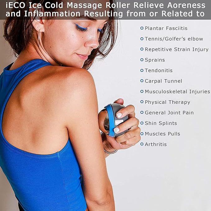 iECO Cryosphere Cold Massage Roller Ball - Massage Ball for Cold & Heat Relief, Myofascial Release, Trigger Point Therapy, Muscle Knots - Deep Tissue Ice Massager-GlimoraGlow