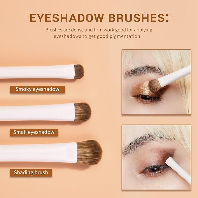 Jessup Precision Makeup Brushes 10Pcs Eye Makeup Brush Set Premium Synthetic Eyeshadow Concealer Eyeliner Eyebrow Blending Highlight Brush, Light Grey T330-GlimoraGlow