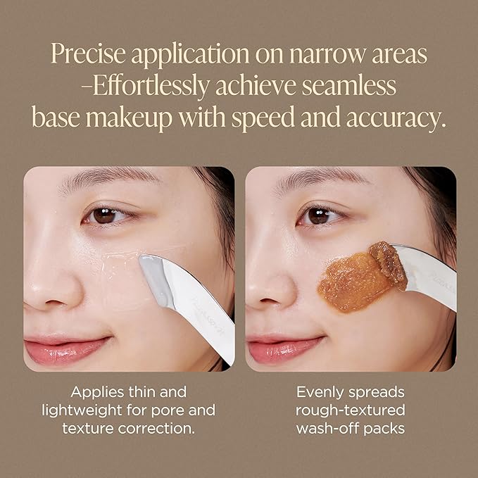 Piccasso 2-Way Makeup Spatula – Professional Foundation & Skin Care Spatula for Face, Dual-Ended Stainless Steel Tool for Precise and Hygienic Application, Includes Leather Case-GlimoraGlow