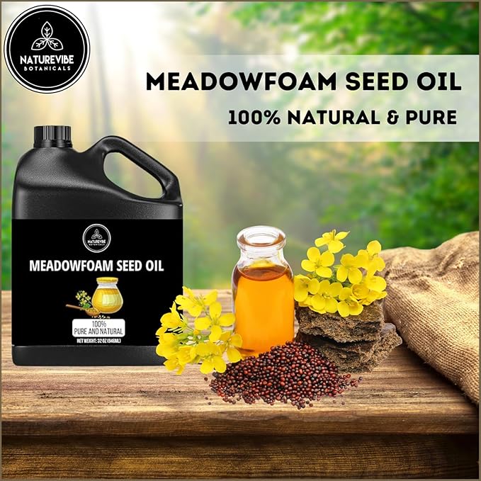 Naturevibe Botanicals Meadowfoam Oil 32 Ounces | 100% Pure and Natural | Great for Skin Care and Hair Care-GlimoraGlow