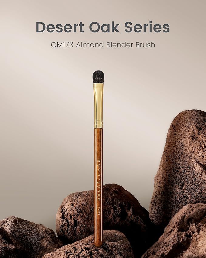 Desert Oak Series Low-Profile Oval Eyeshadow Brush - Gentle Curve for Controlled Blending, Squirrel & Goat Hybrid Bristles (CM 173)-GlimoraGlow