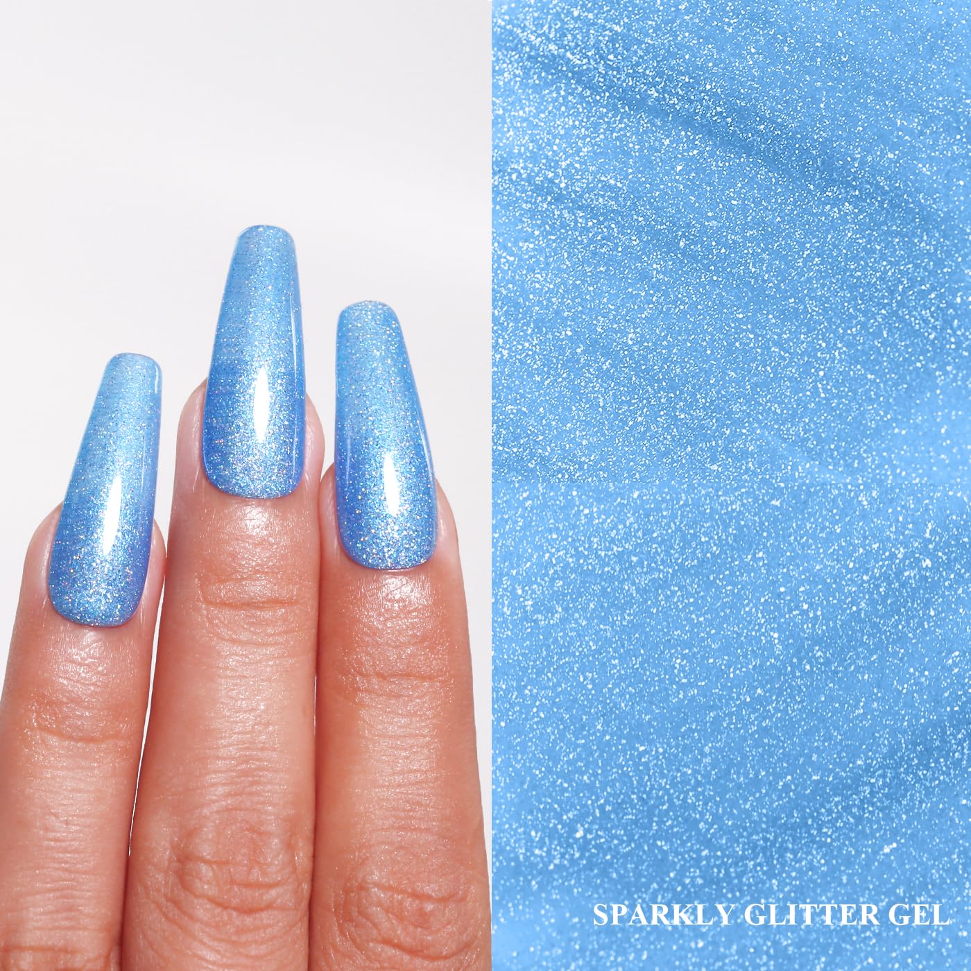 Imtiti Glitter Gel Nail Polish, Bright Blue Glitter Nail Gel Polish Diamond Shimmer Sparkle Soak Off UV LED Spring Summer Manicure 10ML-GlimoraGlow