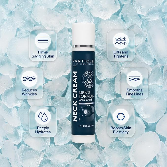 Particle Neck Cream for Men - Firming Cream, Lift and Moisturize The | Use on Saggy Skin or Turkey Anti Aging Triple Action with Collagen, Hyaluronic Acid, Retinol, 1 pack, 1.7 Fl Oz-GlimoraGlow