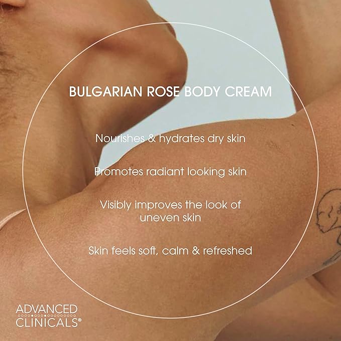 Advanced Clinicals Bulgarian Rose Lotion For Women | Rose Scented Vitamin C Body Lotion Cream | Visible Anti Aging Vitamin E Moisturizer Body Butter Improves Look Of Sagging Dry Skin & Texture, 16 Oz-GlimoraGlow