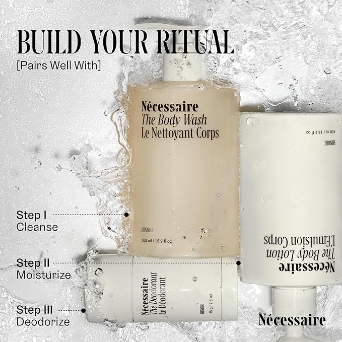 Nécessaire The Body Wash Hinoki - Natural Body Wash for Women & Men, Softening Shower Gel with Gentle Exfoliating Acids AHA/BHA/PHA. Gel Cleanse, 8.4 fl oz.-GlimoraGlow