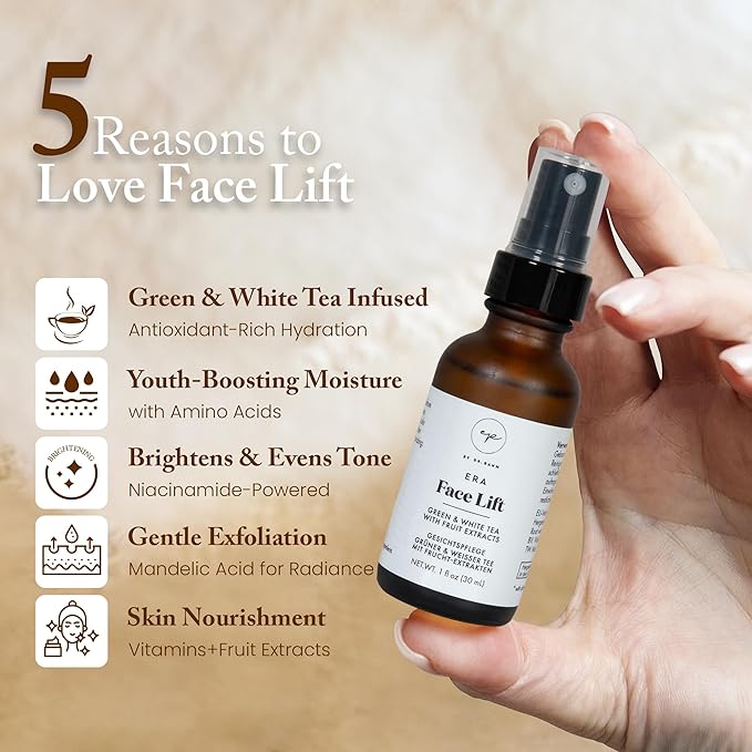 4 Oz Face Lift Mist - Hydrating Face Moisturizer with Green Tea & Niacinamide - Natural Skin Care Spray with Antioxidants, Amino Acids & Aloe for Brighter, Softer Complexion-GlimoraGlow