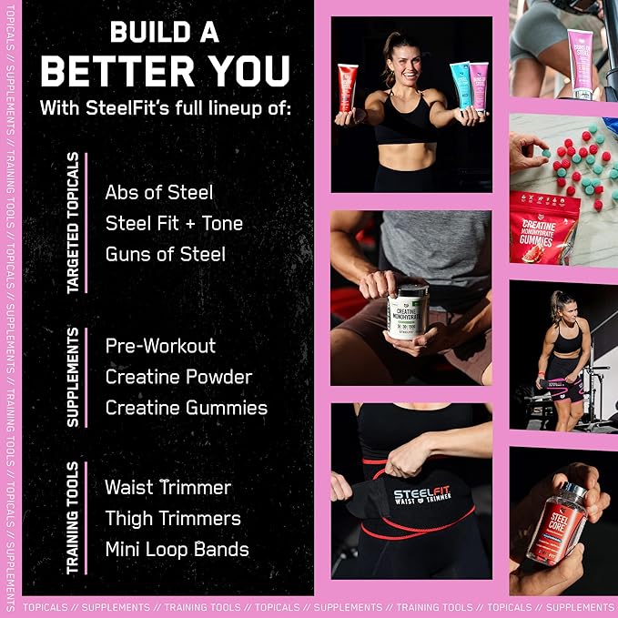 SteelFit Maximum Toning Cellulite Cream, Buns of Steel - Skin Firming & Tightening Body Lotion with Caffeine for Stretch Marks - Anti-Cellulite Remover Treatment for Booty, Thighs, Legs & Glutes-GlimoraGlow