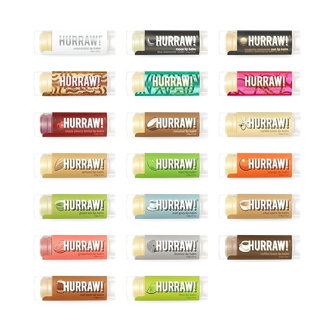 Hurraw! Lip Balms: Staff Favorites, 20 Balm Bundle Pack – Organic, Certified Vegan, Cruelty and Gluten Free. Non-GMO, 100% Natural Ingredients. Bee, Shea, Soy and Palm Free. Made in USA-GlimoraGlow
