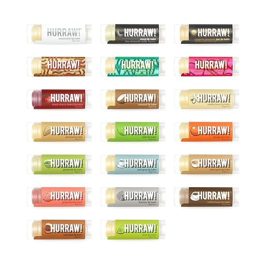 Hurraw! Lip Balms: Staff Favorites, 20 Balm Bundle Pack – Organic, Certified Vegan, Cruelty and Gluten Free. Non-GMO, 100% Natural Ingredients. Bee, Shea, Soy and Palm Free. Made in USA-GlimoraGlow