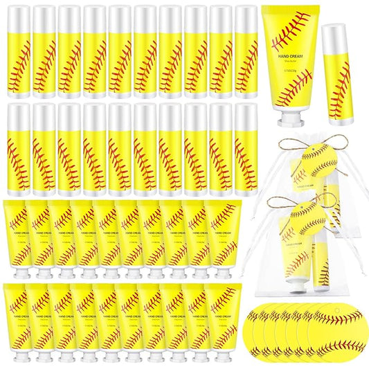 144 Pcs Softball Lip Balm Hand Cream Set Softball Accessories Softball Party Favors Including 36 Softball Lip Balm 36 Moisturizing Hand Cream 36 Bags 36 Softball Cards and Ropes for Kids Gifts-GlimoraGlow