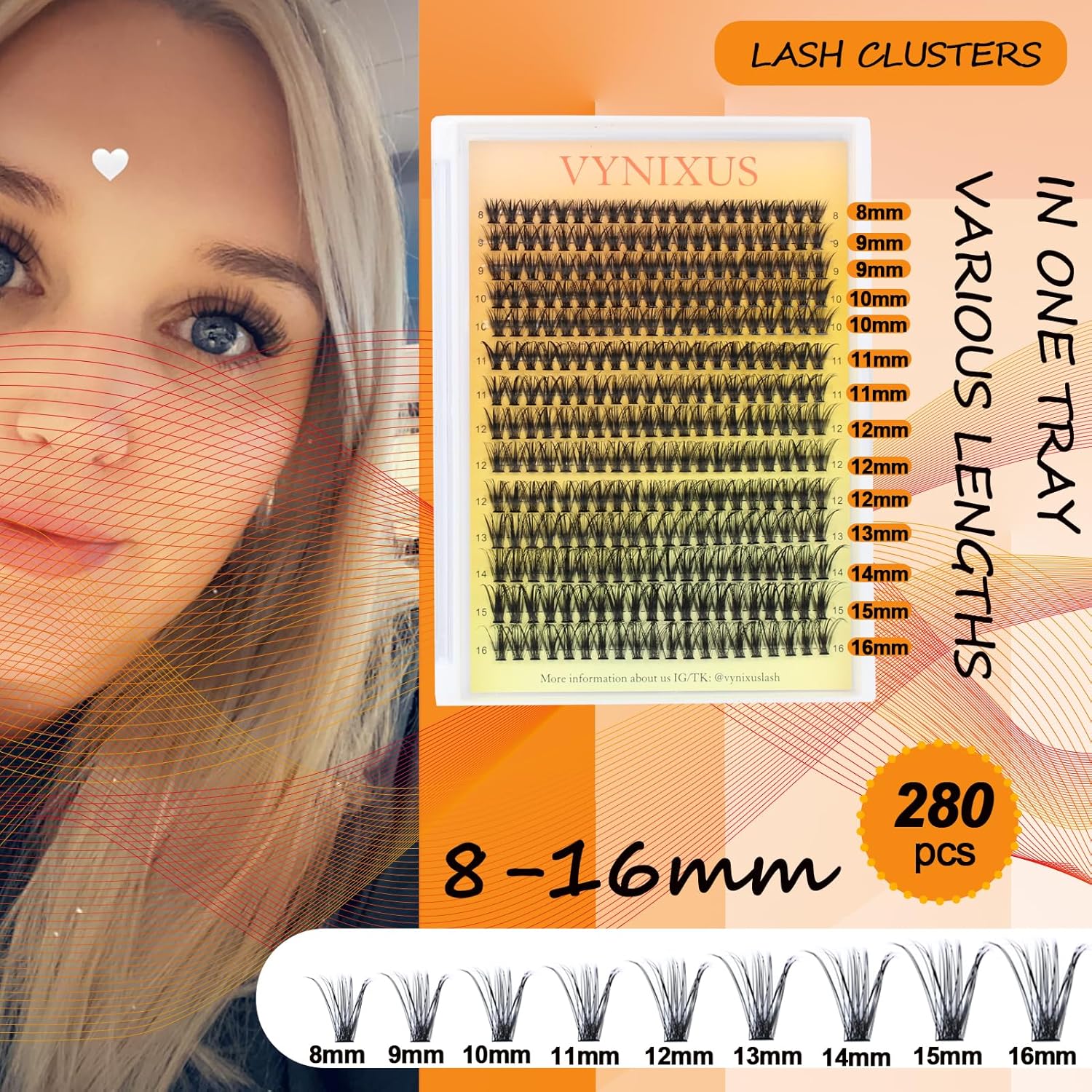 Eyelash Clusters Fluffy Lash Clusters Wispy Individual Lashes Cluster Eyelash Extensions D Curl DIY at Home Natural Cluster Lashes (40D-0.07D-Mix8-16)-GlimoraGlow