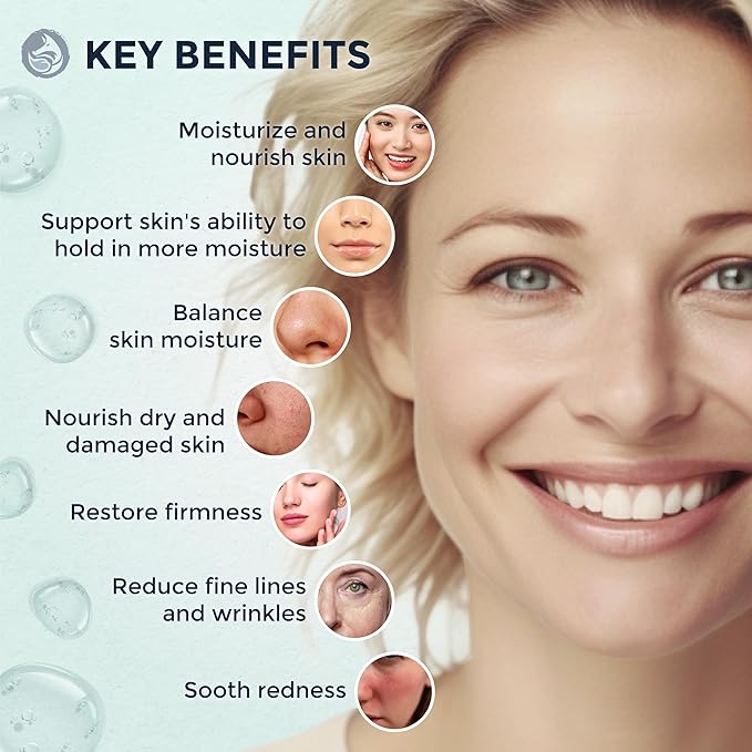 Hyaluronic Acid Face Serum - Hydrating Anti Wrinkle Anti Aging Facial Serum - With Vitamin C and E, Green Tea, Jojoba Oil - Natural and Organic - 1 Oz by Foxbrim Naturals-GlimoraGlow