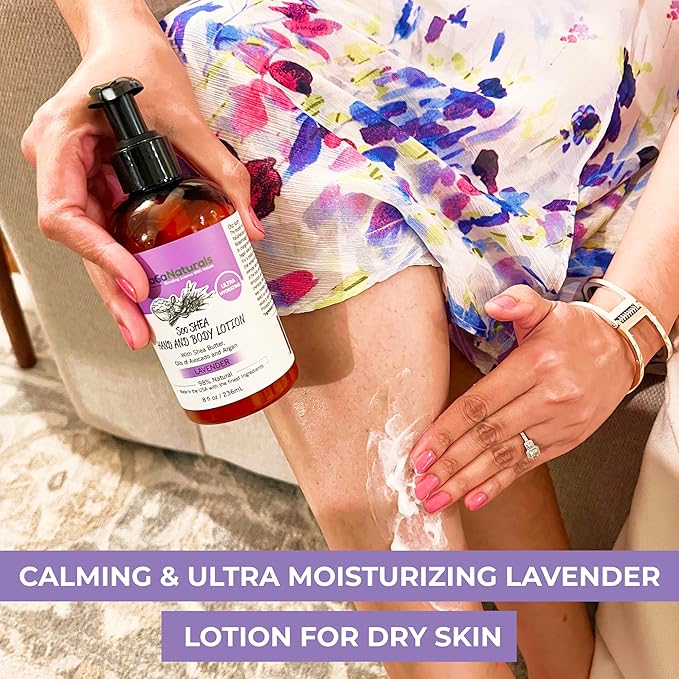 RaGaNaturals Lavender Shea Butter Hand and Body Lotion, 8 Fl Oz - Moisturizing, Plant-Based, Vegan, with Argan, Avocado Oil & Vitamin E-GlimoraGlow