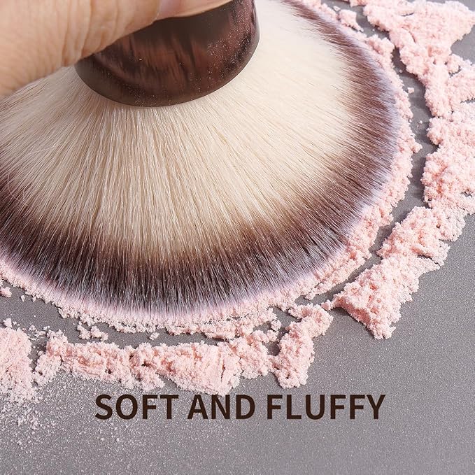 MAANGE 7pcs Makeup Brush Set Double Sided Kabuki Makeup Brushes Contour Brush for Foundation Liquid Powder Concealer Cream Cosmetics Bronzer Blending Blush Buffing Makeup Tools (Coffee)-GlimoraGlow