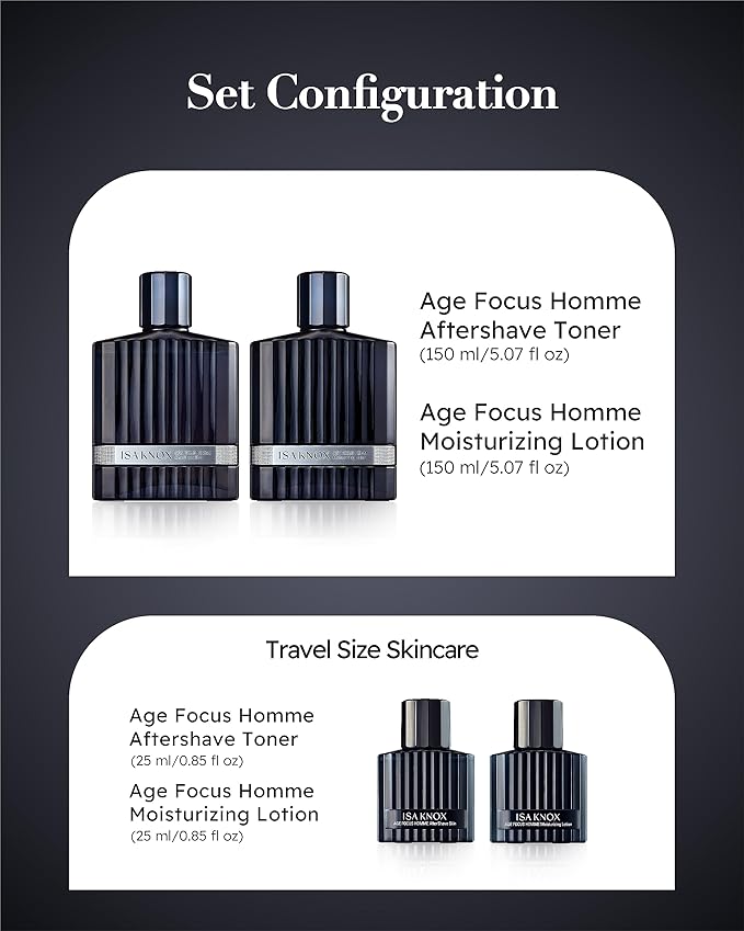 ISA KNOX Age Focus Homme (Premium Skincare Gift Set, 12.2fl oz) - Even Skin Tone & Wrinkle Care. Toner and Lightweight Moisturizer Set , Niacinamide, Adenosine | Korean Skincare,-GlimoraGlow
