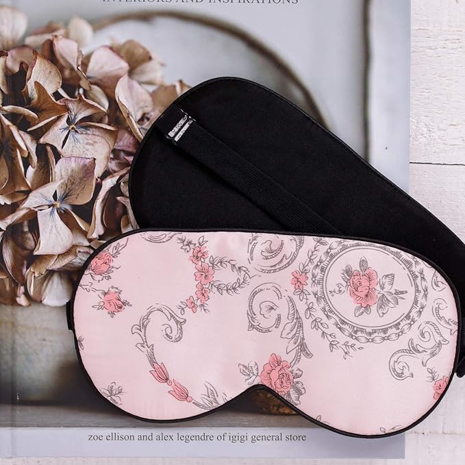 100% Pure Silk Eye Mask Sleep Eye Mask Eye Cover Eyeshade Sleeping Eye Mask Floral Colors (#1)-GlimoraGlow