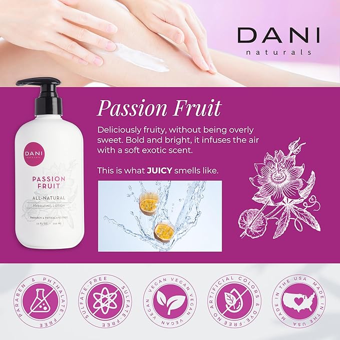 Naturals Hand & Body Lotion - Juicy Passion Fruit Scented, Deep Hydration for Dry & Dull Skin with Shea Butter, Aloe Vera & Vitamin E, Vegan, Paraben-Free, 12 Oz-GlimoraGlow