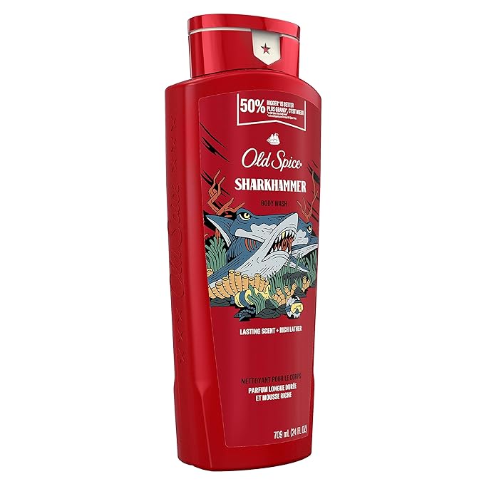 Old Spice Body Wash for Men, Sharkhammer, Long Lasting Lather, 24 fl oz (Pack of 4)-GlimoraGlow