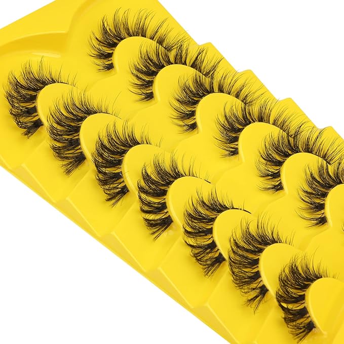 Lashes Natural Look False Eyelashes Clear Band Wispy Faux Mink Eyelashes Short Natural Cat Eye Strip Lashes Pack 7 Pairs by Kiromiro-GlimoraGlow