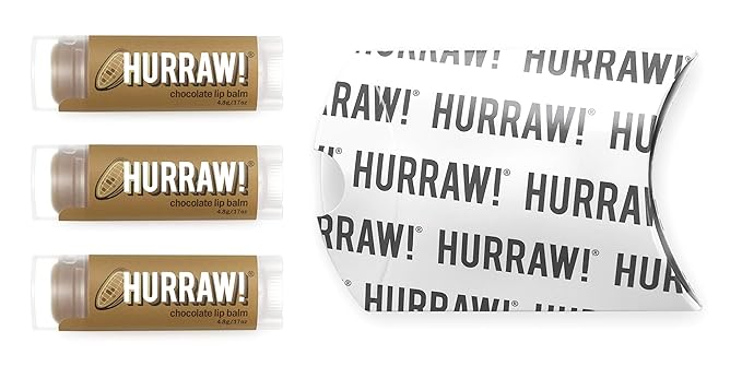 Hurraw! Chocolate Lip Balm, 3 Pack: Organic, Certified Vegan, Cruelty and Gluten Free. Non-GMO, 100% Natural Ingredients. Bee, Shea, Soy and Palm Free. Made in USA-GlimoraGlow
