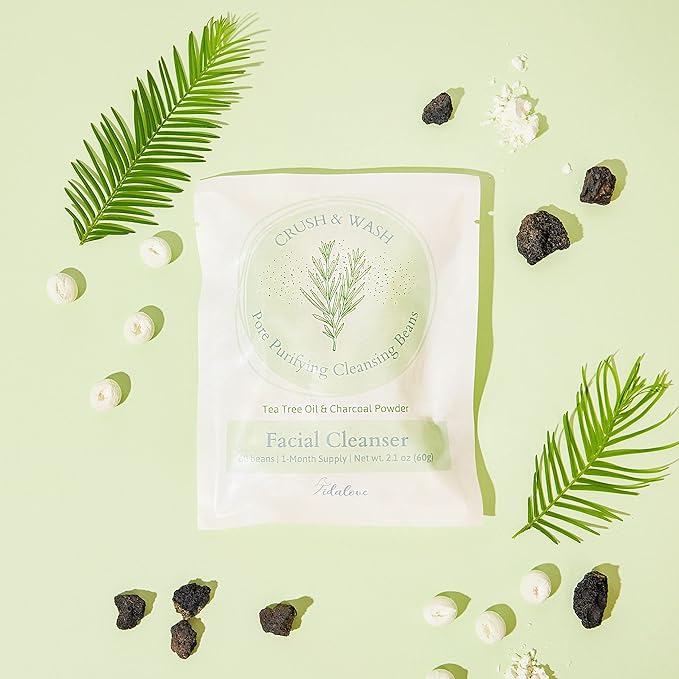 Daily 3 in 1 Facial Cleanser, Exfoliator and Wash-off Mask, Vegan, Cruelty Free, Plastic Free, Travel Friendly, 1 Month Supply Refill (60 Tablets) (Purifying)-GlimoraGlow