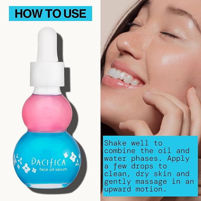 Pacifica Face Oil Serum - Flower Fix Bi-Phase Hydrating Skin Barrier - w/Hyaluronic Acid & Natural Botanical Ingredients - for Dry Sensitive Skin Vegan & Cruelty-Free Dermatologist Approved-GlimoraGlow