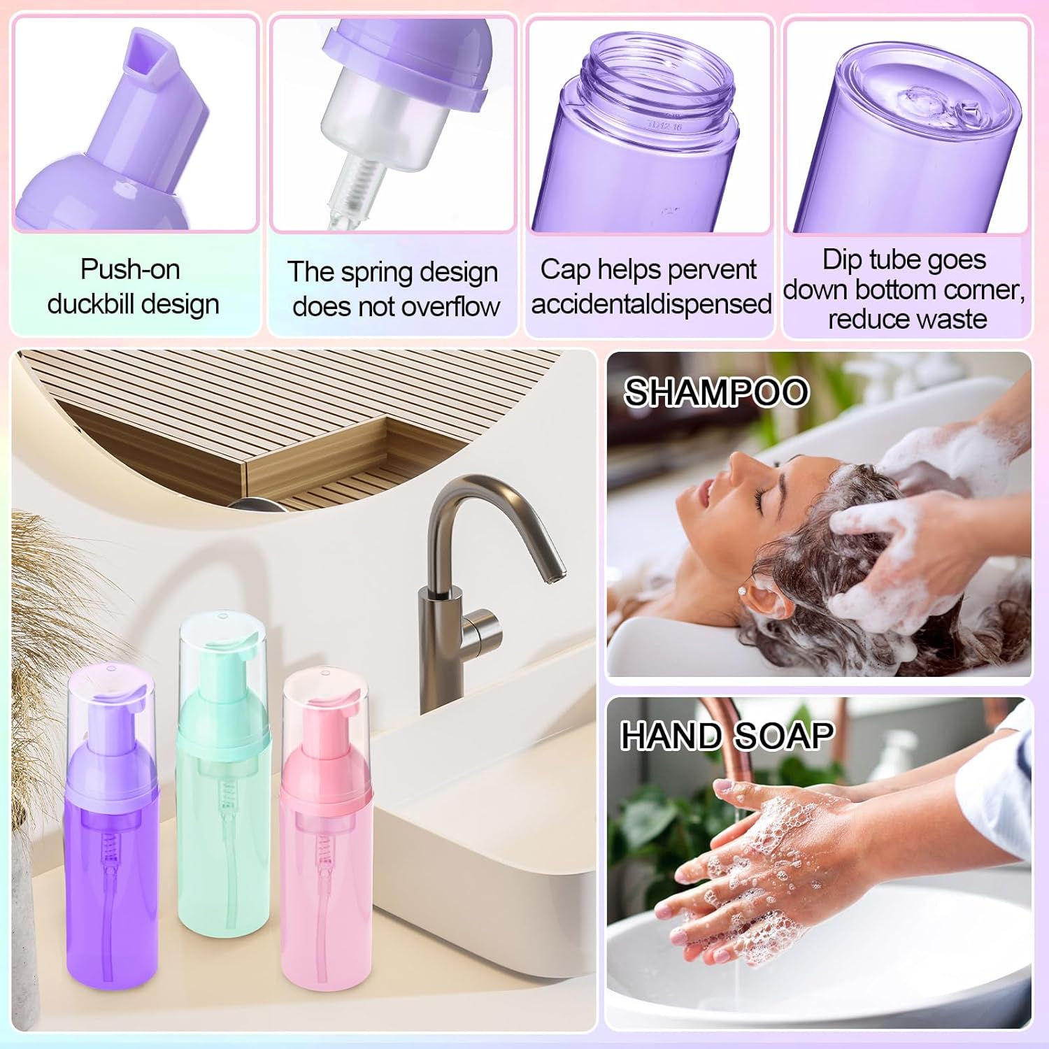 Zhehao 80 Pcs Lash Shampoo Bottle Brushes Kit 20 Foam Pump Dispensers 20 Lash Shampoo Brushes 20 Eyelash Aftercare Bag 20 Cleaning Pipes, Eyelash Extension Supplies (Mixed Colors)-GlimoraGlow