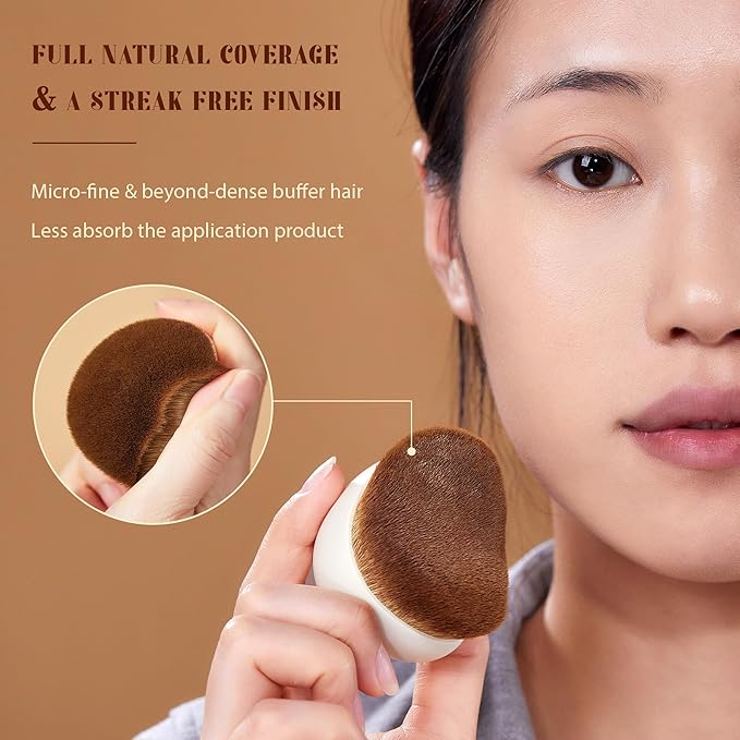 Jessup Foundation Brush with Makeup Sponge Set, 1pc Flat Top Kabuki Brush and 3pcs Make up Sponges for Concealer Blending Blush Powder Buffing Stippling with Gift Box, T505-GlimoraGlow