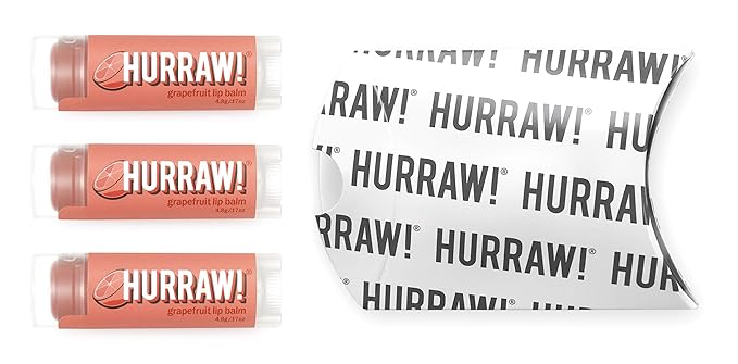 Hurraw! Grapefruit Lip Balm, 3 Pack: Organic, Certified Vegan, Cruelty and Gluten Free. Non-GMO, 100% Natural Ingredients. Bee, Shea, Soy and Palm Free. Made in USA-GlimoraGlow