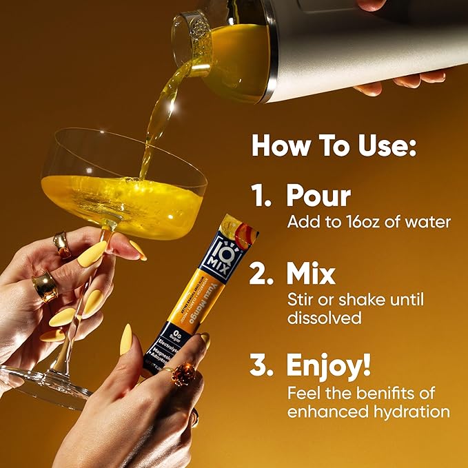 IQMIX x Chef Thomas Keller - Hydration Electrolyte Powder – 4-in-1 Formula for Hydration, Mental Clarity, Mood and Recovery – Sugar-Free, Keto, Magnesium L-Threonate, Lion’s Mane – 20 Count Yuzu Mango-GlimoraGlow