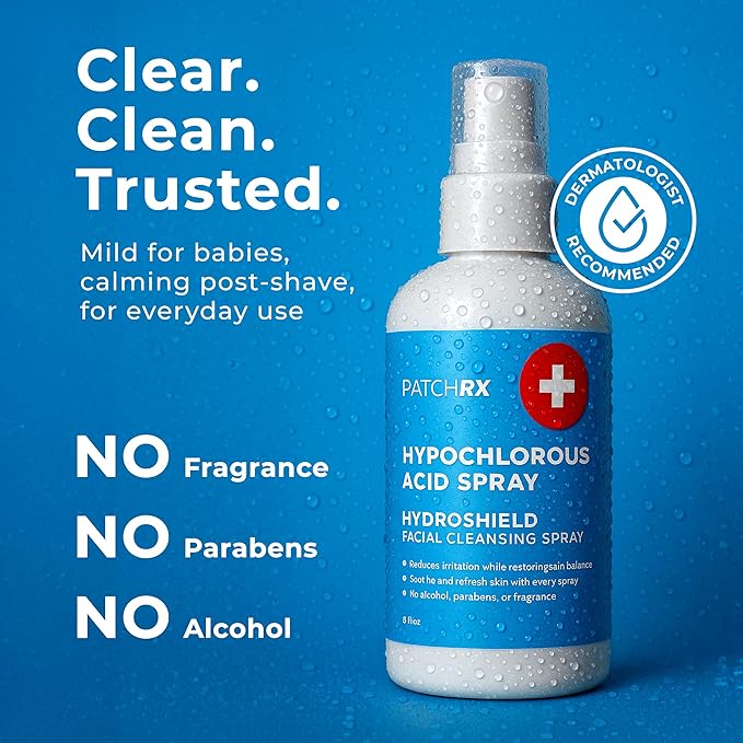 Hypochlorous Acid Spray (8oz, Reduces Acne), Targets Bacteria - HOCL Facial Cleanser Acne Spray for Face, Body, Eczema, Pimples, Breakouts & Overall Skin Recovery (Reduces Redness)-GlimoraGlow