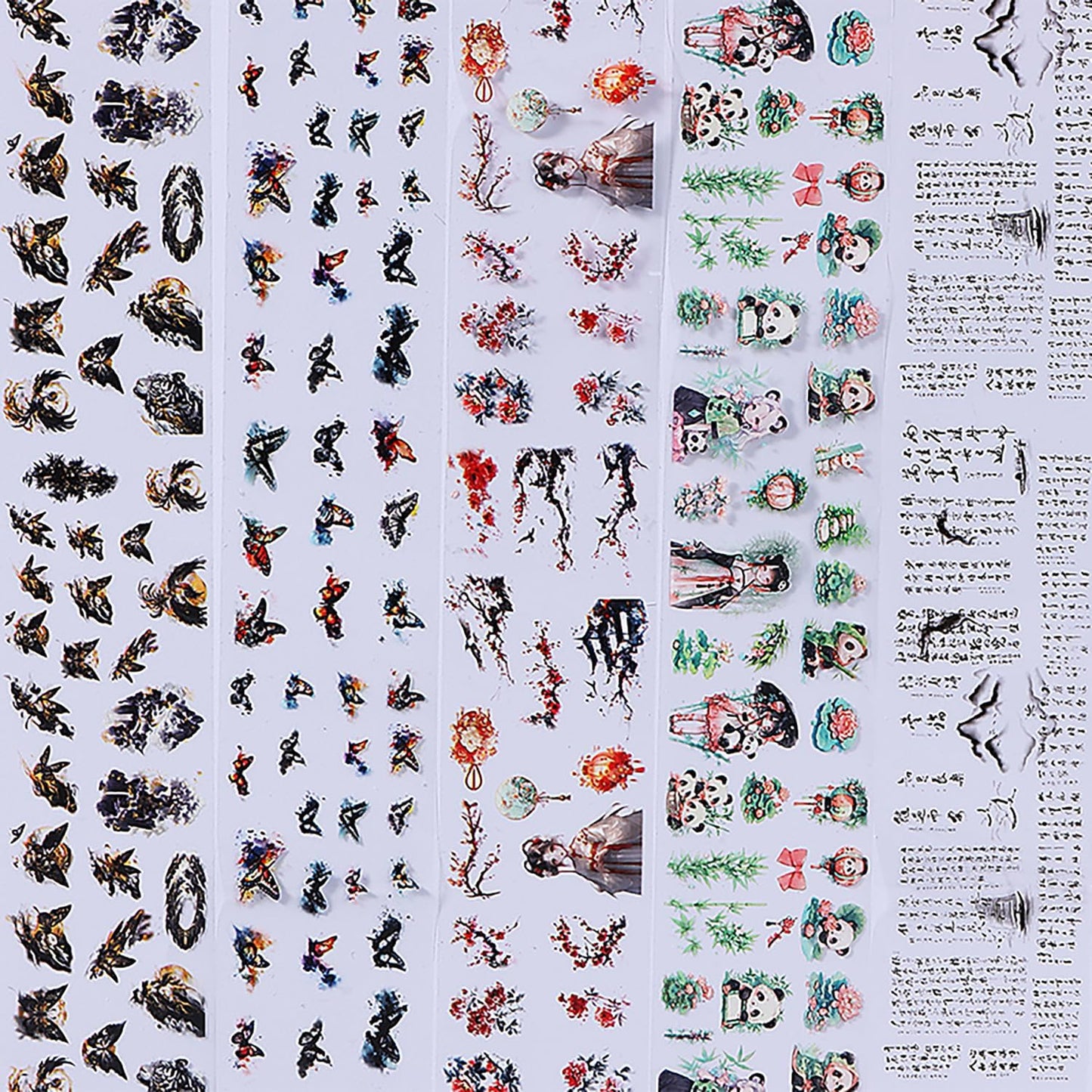 10 Rolls Nail Foils Transfer Nail Art, Chinese Style Nail Foil Transfer Stickers Self Adhesive Nail Art Supplies Decals Cute Panda Manicure Accessories Fall Winter Nail Decorations for Women-GlimoraGlow