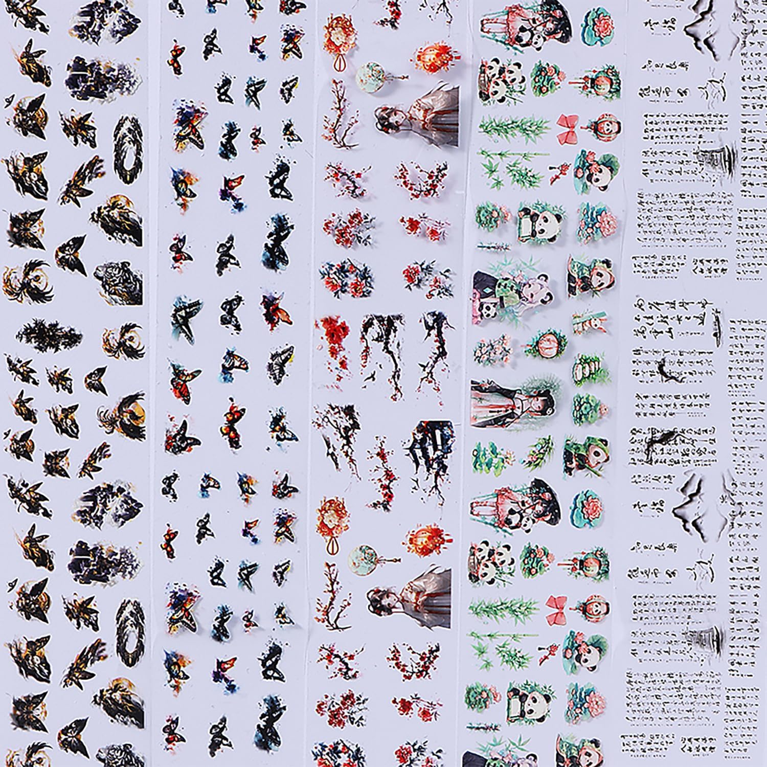 10 Rolls Nail Foils Transfer Nail Art, Chinese Style Nail Foil Transfer Stickers Self Adhesive Nail Art Supplies Decals Cute Panda Manicure Accessories Fall Winter Nail Decorations for Women-GlimoraGlow