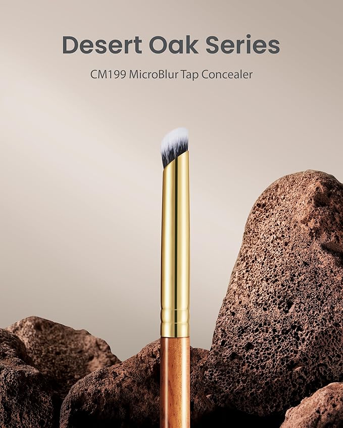 Desert Oak Series MicroBlur Tap Concealer - 6mm Finger-Tip Precision Brush for Tear Troughs & Acne Spots, Vegan Nylon, Bubinga Handle (CM 199)-GlimoraGlow