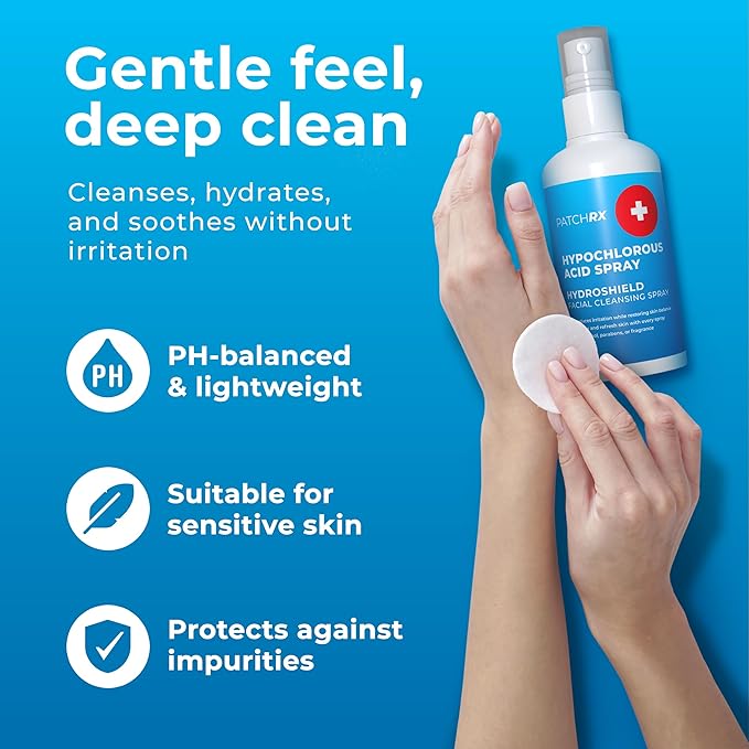 Hypochlorous Acid Spray (8oz, 2 packs), HOCL Facial Cleanser Acne Spray for Face, Body, Eczema, Pimples, Breakouts & Overall Skin Recovery (Reduces Redness)-GlimoraGlow