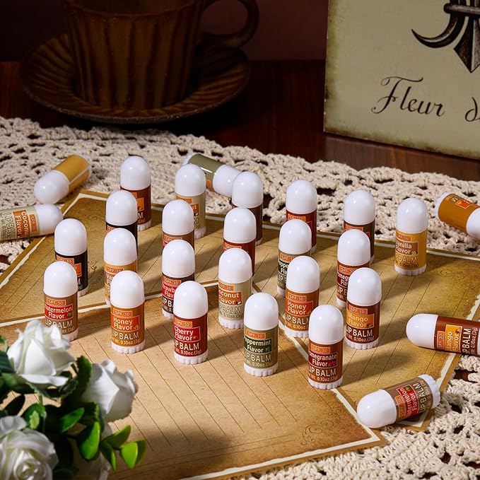 10 Pcs Mini Sunscreen Lip Balms Bulk SPF 30 Lip Balm Sticks Favors with Sunscreen SPF Employee Staff Appreciation Gifts Bulk Team Coworkers Christmas Party Gifts for Travel Beach-GlimoraGlow