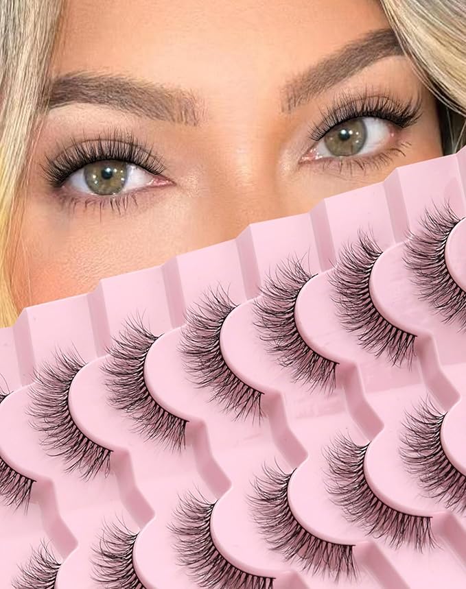 Natural Lashes Wispy False Eyelashes Natural Fake Lashes Fluffy Mink Lashes Short Strip Lashes Pack 7 Pairs-GlimoraGlow