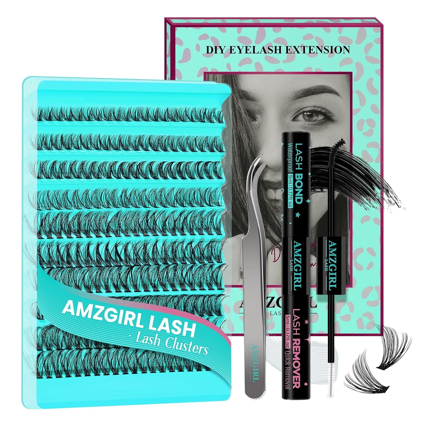 Lash Clusters Kit 200PCS 40D Eyelash Extension Kit D Curl Wispy Eyelash Clusters DIY Natural Individual Lashes Kits Lashes Extensions Kit with Lash Bond and Remover Eyelash Tweezer at Home-GlimoraGlow