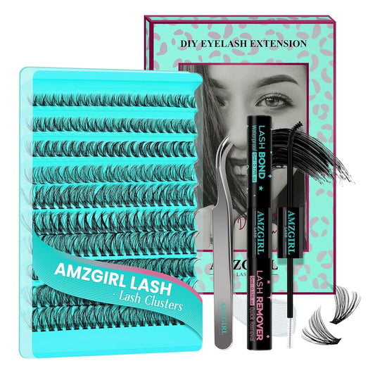 Lash Clusters Kit 200PCS 40D Eyelash Extension Kit D Curl Wispy Eyelash Clusters DIY Natural Individual Lashes Kits Lashes Extensions Kit with Lash Bond and Remover Eyelash Tweezer at Home-GlimoraGlow