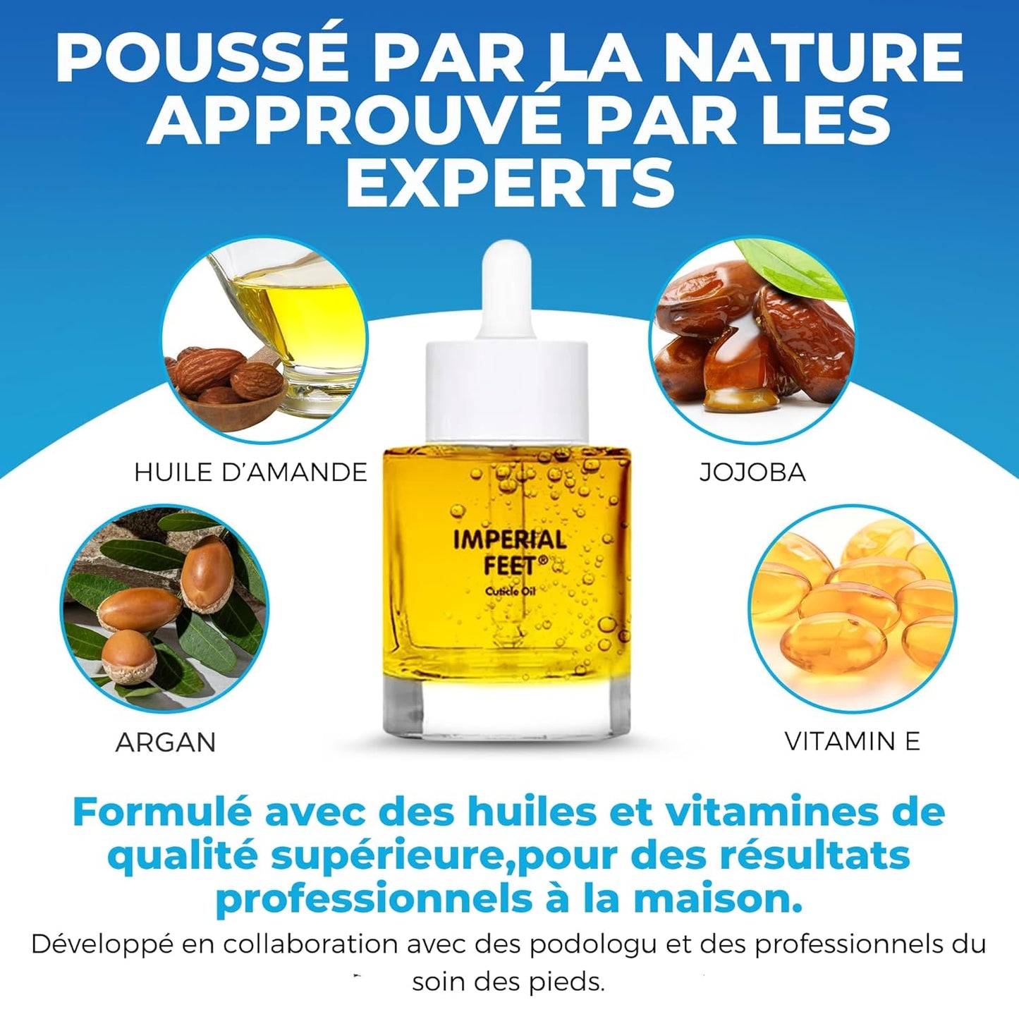 Imperial Feet Cuticle Oil for Nail Growth and Strength 30ml/1 FL Oz-Almond, Jojoba, Vitamin E Oil for Nails and Cuticles-Hydrates, Natural Nail Strengthener and Nourishes Dry Cuticles-Cuticle Softener-GlimoraGlow