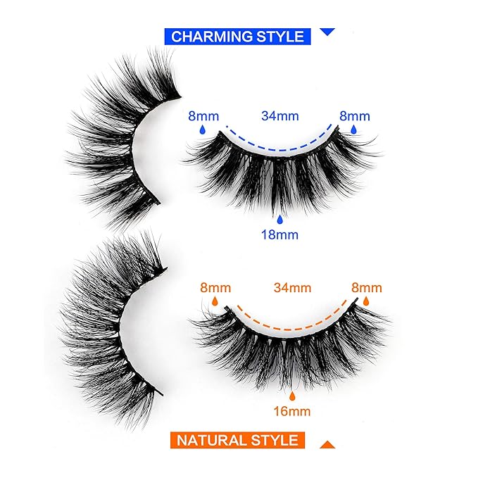 JIMIRE 20 Pairs False Eyelashes 2 Styles Mixed Fluffy Eyelashes Natural Volume Wispy Faux Mink Lashes Pack-GlimoraGlow