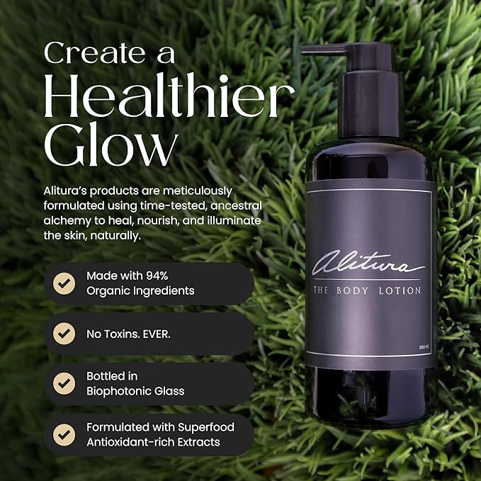 Alitura Naturals Organic Face & Body Lotion – Anti-Aging Moisturizer with Olive Oil & Acai Butter – Hydrating Cream for Dry, Sensitive & Aging Skin – For Men & Women – 200ml-GlimoraGlow