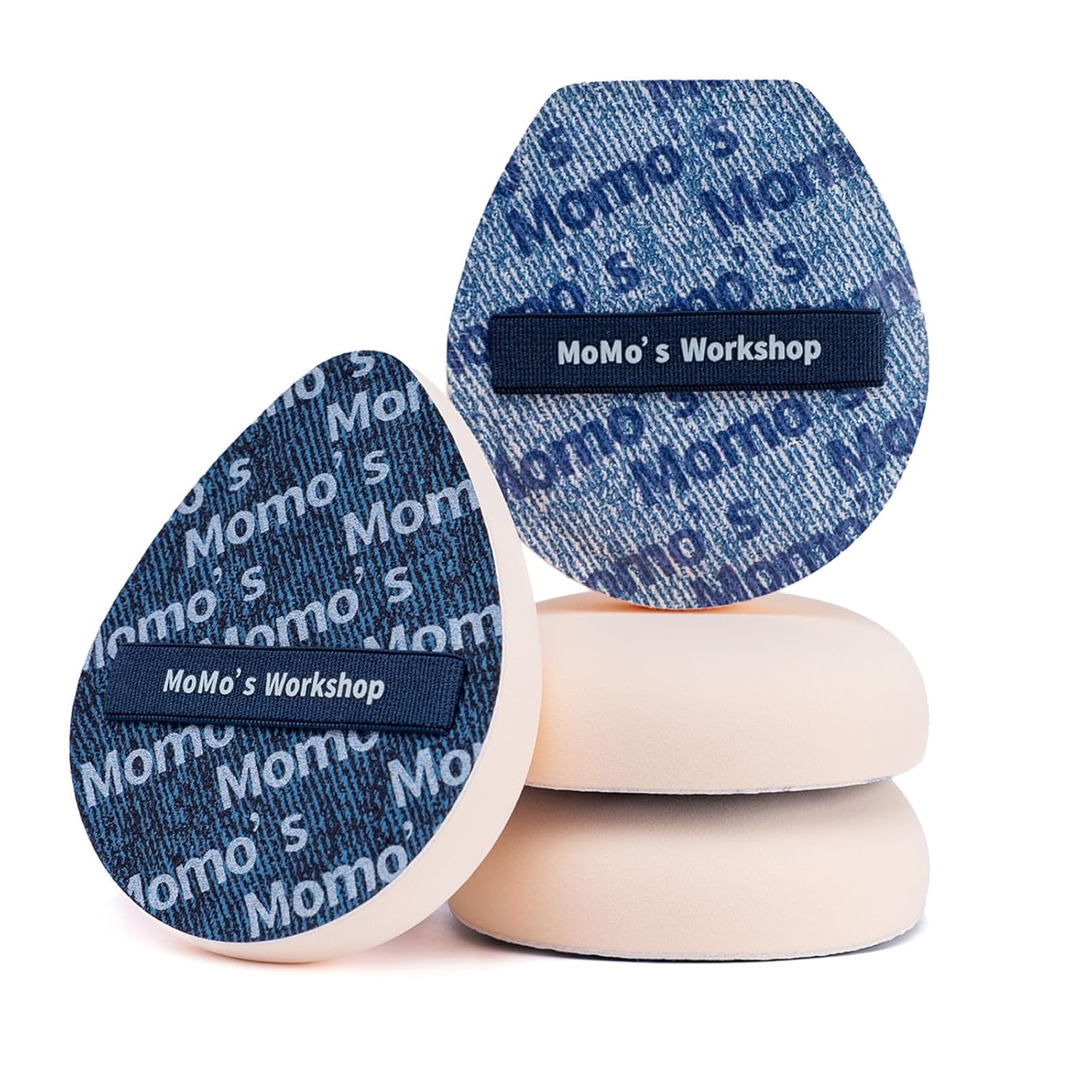 Blue Denim Makeup Sponges,Super Soft Blenders for Liquid Foundation, Dual Design (Egg + Flat Edge), Natural Skin-Like Finish, Makeup Puffs for Blending,Travel Friendly,2pcs for Halloween Themed-GlimoraGlow