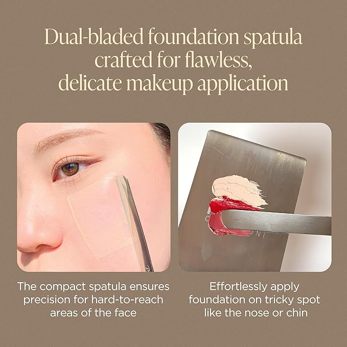 Korean Piccasso Brush Makeup Spatula + Sponge 2P Set – Professional Makeup Tools with Precision Spatula and 2 Soft Sponges, Ideal for Blending Foundation, Cream, or Liquid Makeup-GlimoraGlow