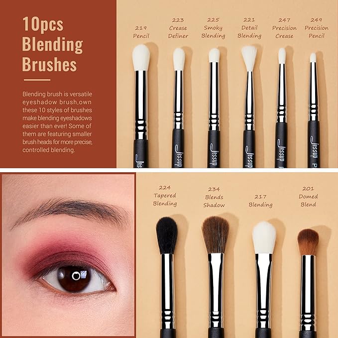 Jessup Eye Makeup Brushes Set Professonal 28pcs Premium Synthetic Eyeshadow Brush Eyeliner Brush Eyebrow Brush Blending Brush for Makeup Black T341-GlimoraGlow