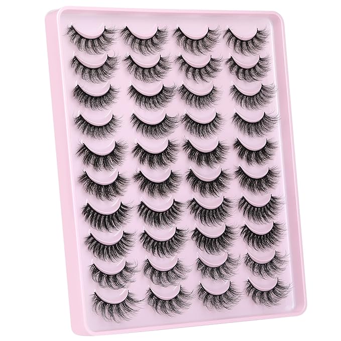 JIMIRE False Eyelashes Natural Fluffy Wispy Faux Mink Lashes 5D 14mm-18mm 5 Styles Mixed Lashes for Small Eyes Natural Look Fake Eyelashes 20 Pairs Multipack-GlimoraGlow