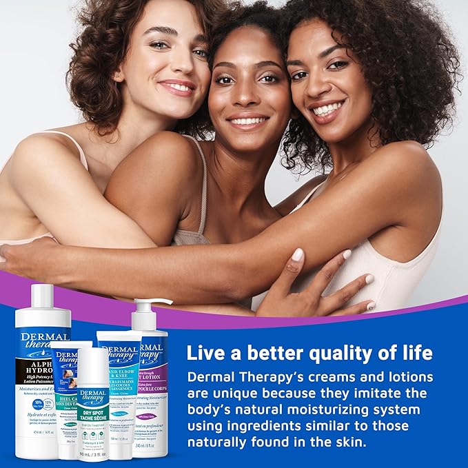 Dermal Therapy Extra Strength 5% AHA 10% Urea Body Lotion - Healing for Extremely Dry, Cracked Skin - Fragrance-Free - Sensitive Skin, Diabetes & Medication-Induced Dryness - 8 fl oz / 240 ml-GlimoraGlow