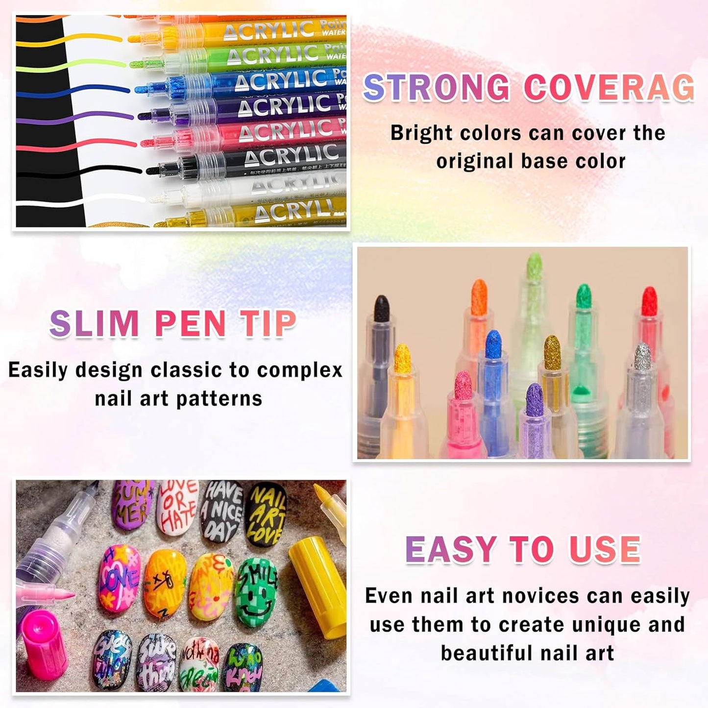 12 Colors Nail Art Pens Set Nail Polish Pens Nail Art Drawing Pen Quick Dry Waterproof Nail Art Painting Pens kit for Home DIY Nail Art Design-GlimoraGlow