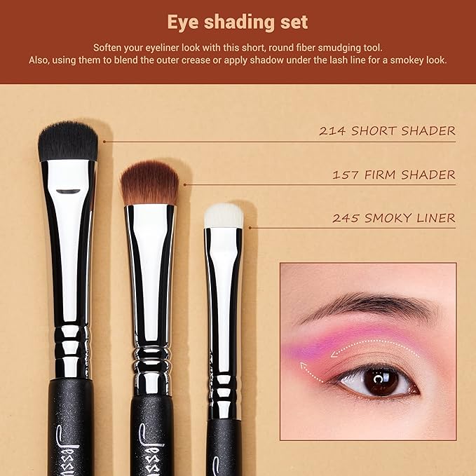 Jessup Eyeshadow Brush Set 12pcs Eye Makeup Brushes Set Professional Premium Sythetic Eye Shadow Blending Smoky Shader Concealer Brush Black T339-GlimoraGlow